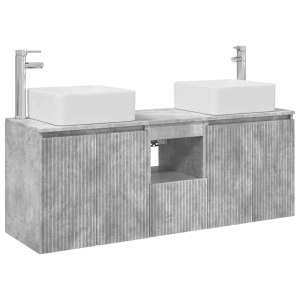 vidaXL Vannitoa kapikomplekt 3 tk Betoonhall 53 x 35 x 63 cm Tehispuit