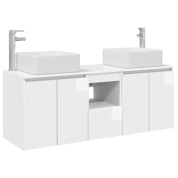 vidaXL Vannitoa kapikomplekt 3 tk K&otilde;rgl&auml;ikega valge 53 x 35 x 63 cm