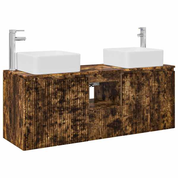 vidaXL Vannitoa kapikomplekt 3 tk Suitsutatud tamm 53 x 35 x 63 cm