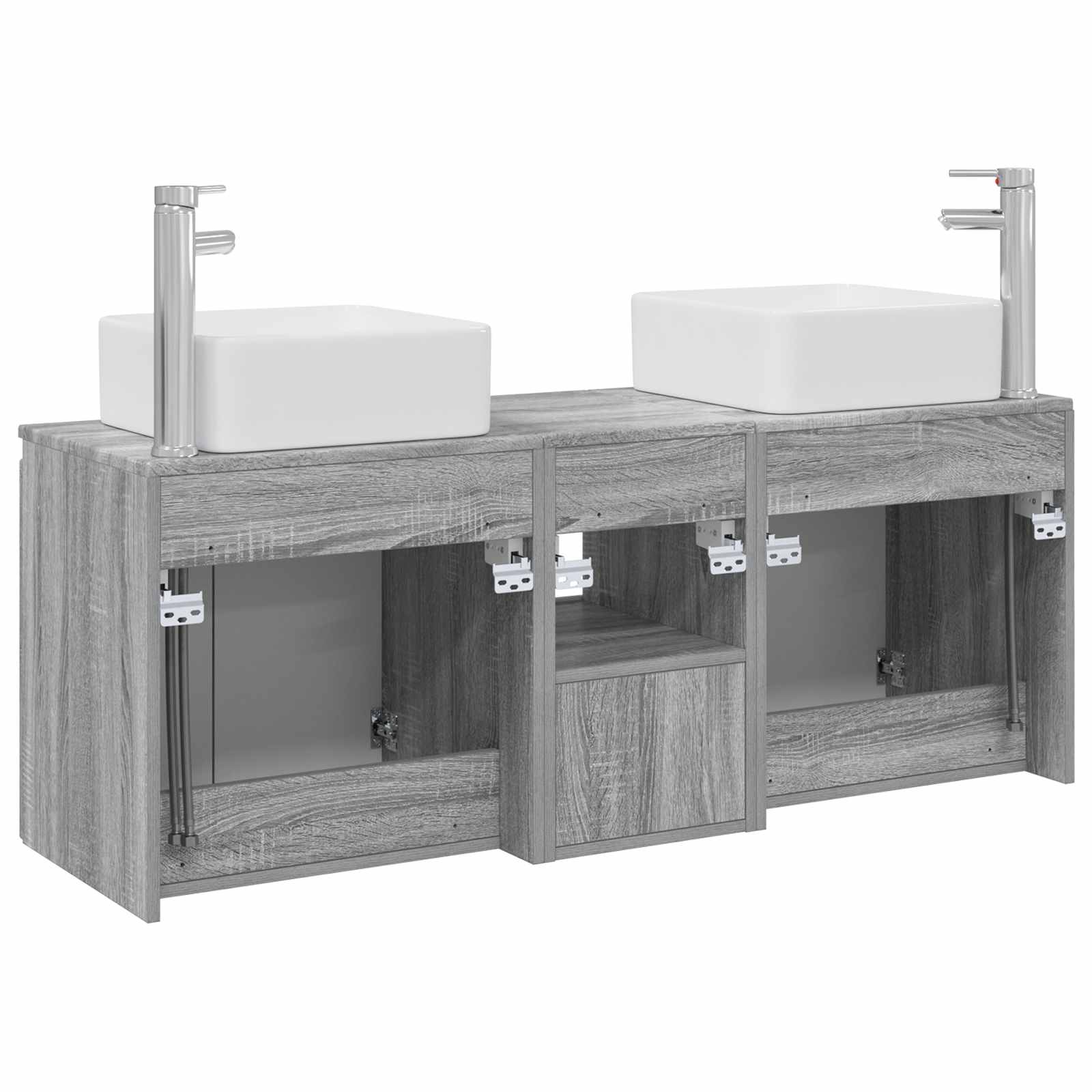 Komplet omaric za kopalnico 3 kos Siva Sonoma 135 x 35 x 80 cm