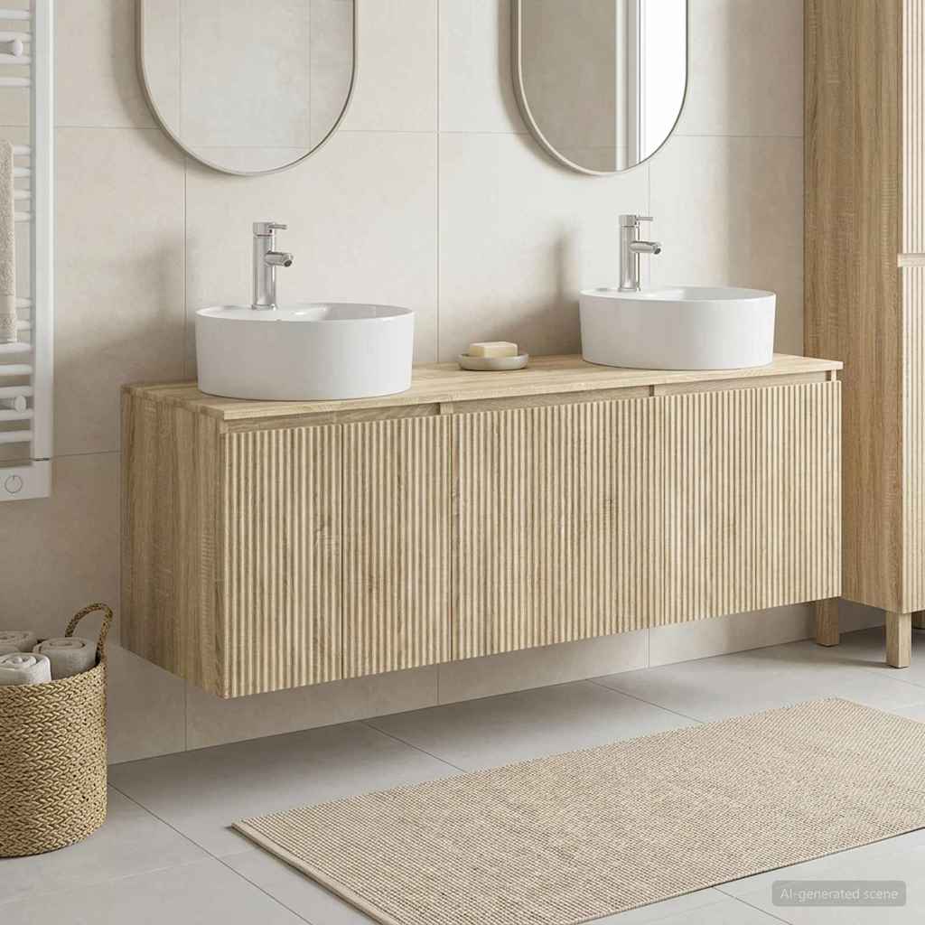 vidaXL Badrumsskåpsset 3 st Sonoma-ek 49,5 x 44,5 x 65 cm