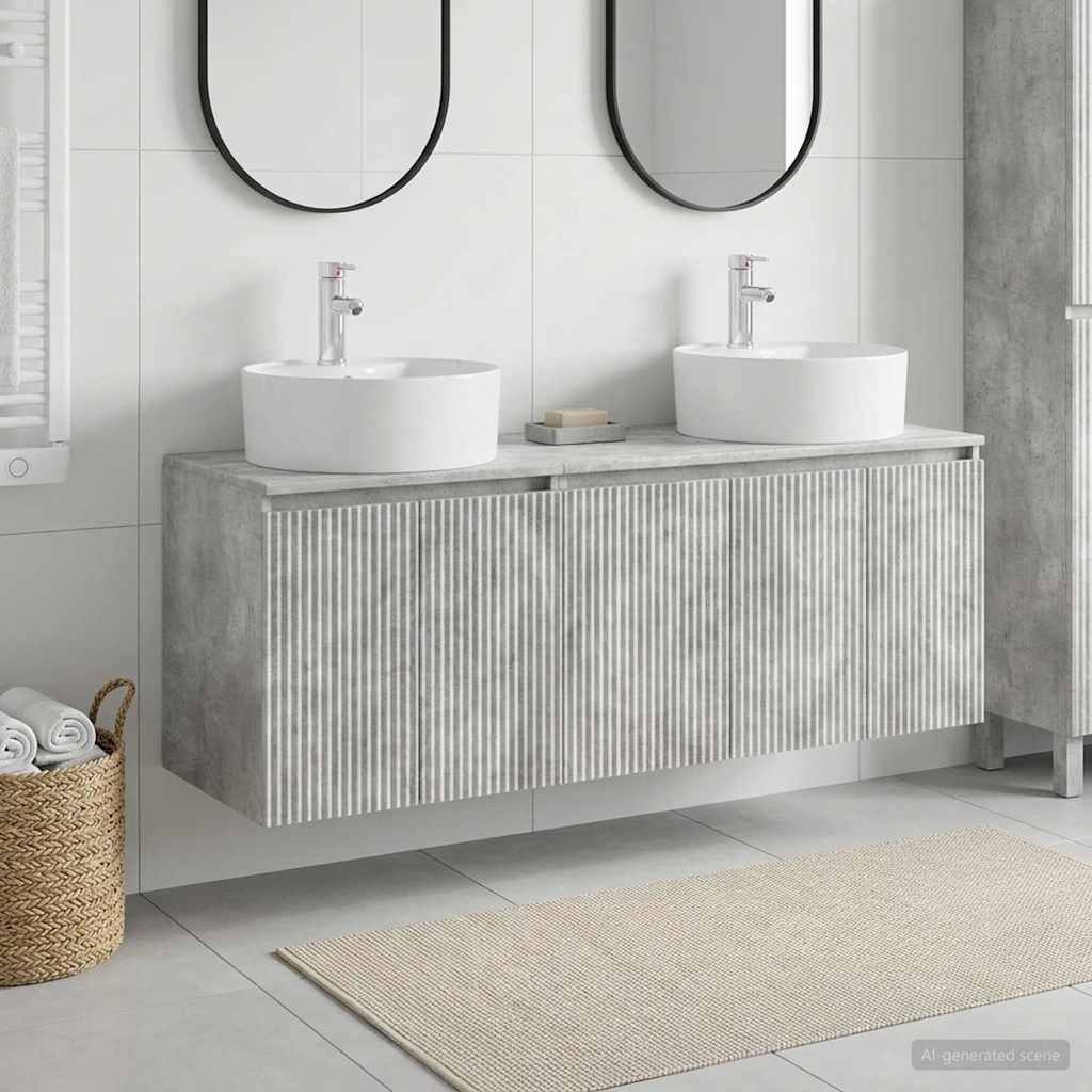 vidaXL Badrumsskåpsset 3 st Betonggrå 49,5 x 44,5 x 65 cm