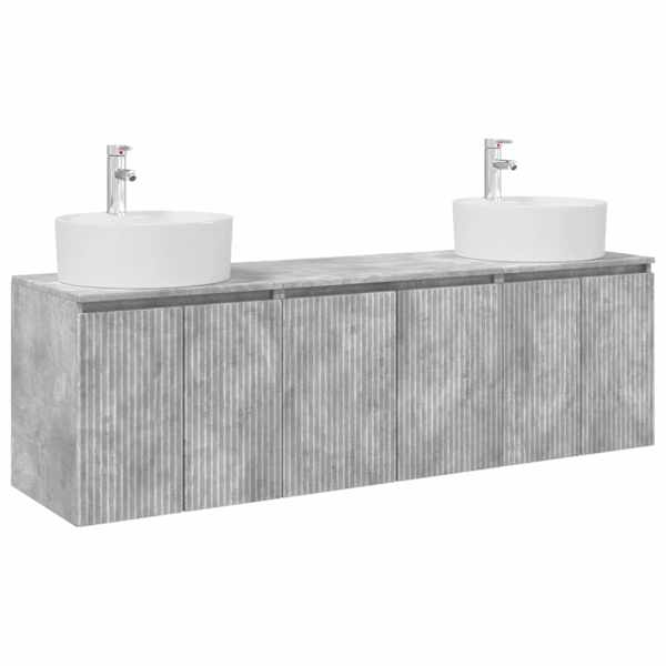 vidaXL Vannitoa kapikomplekt 3 tk Betoonhall 49,5 x 44,5 x 65 cm
