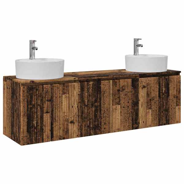 vidaXL Vannitoa kapikomplekt 3 tk Vana puit 49,5 x 44,5 x 65 cm