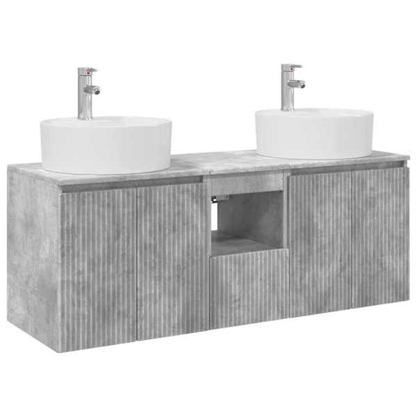 vidaXL Vannitoa kapikomplekt 3 tk Betoonhall 49,5 x 44,5 x 65 cm