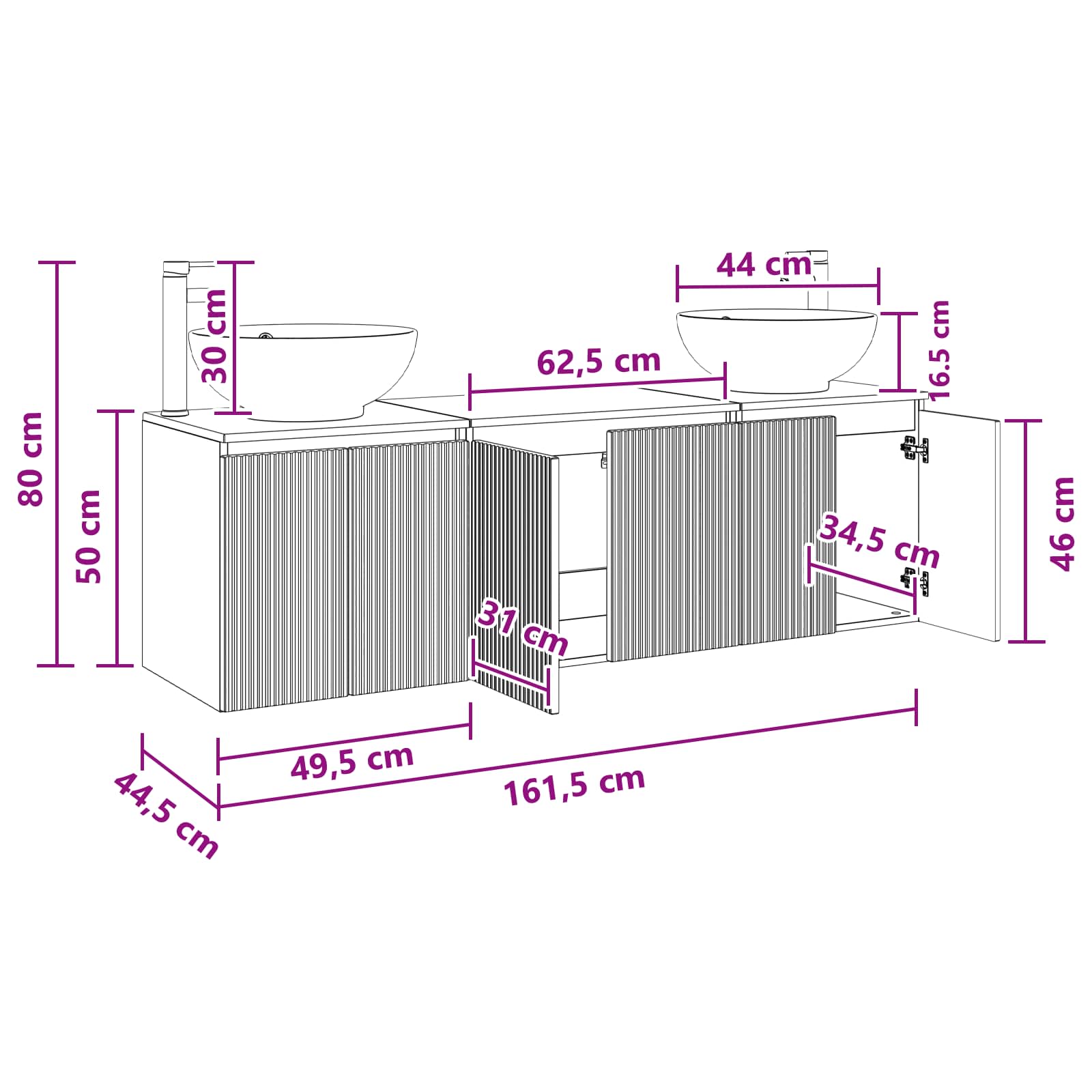 Bathroom Cabinet Set size guide