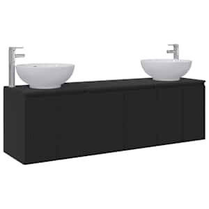 vidaXL Vannitoa kapikomplekt 3 tk Must 49,5 x 44,5 x 65 cm Tehispuit