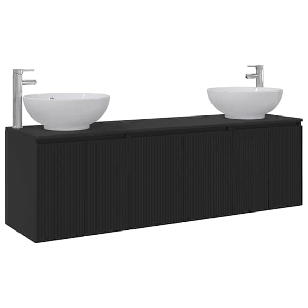 vidaXL Vannitoa kapikomplekt 3 tk Must 49,5 x 44,5 x 65 cm Tehispuit