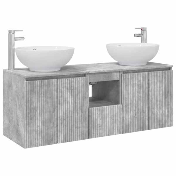 vidaXL Vannitoa kapikomplekt 3 tk Betoonhall 49,5 x 44,5 x 65 cm