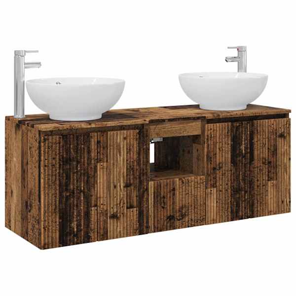 vidaXL Vannitoa kapikomplekt 3 tk Vana puit 49,5 x 44,5 x 65 cm