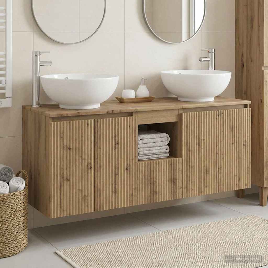vidaXL Badezimmerschrank-Set 3 stk. Artisan-Eiche 129 x 44,5 x 80 cm