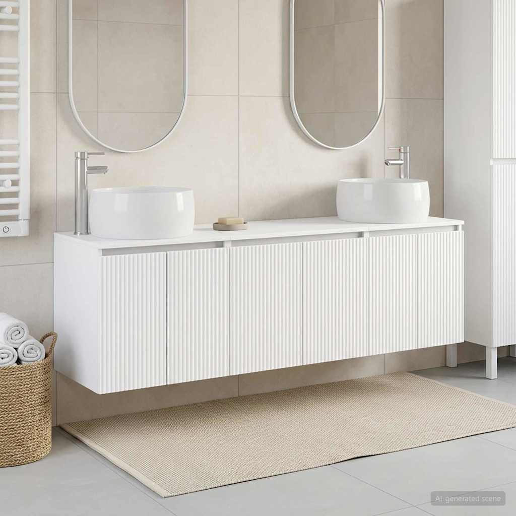 vidaXL Badrumsskåpsset 3 st Vit 49,5 x 44,5 x 66 cm Konstruerat trä
