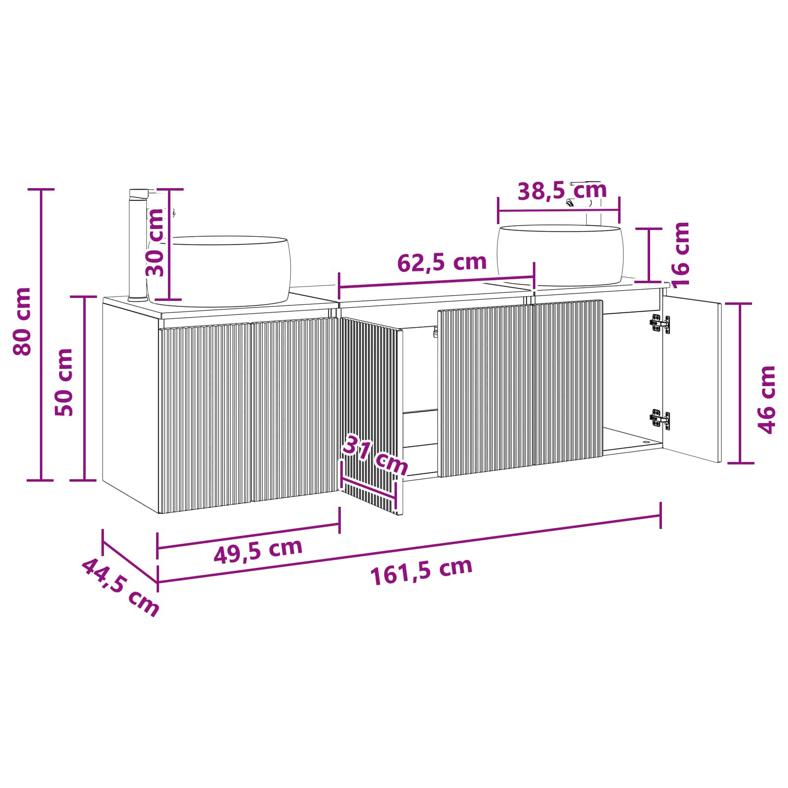 Bathroom Cabinet Set size guide