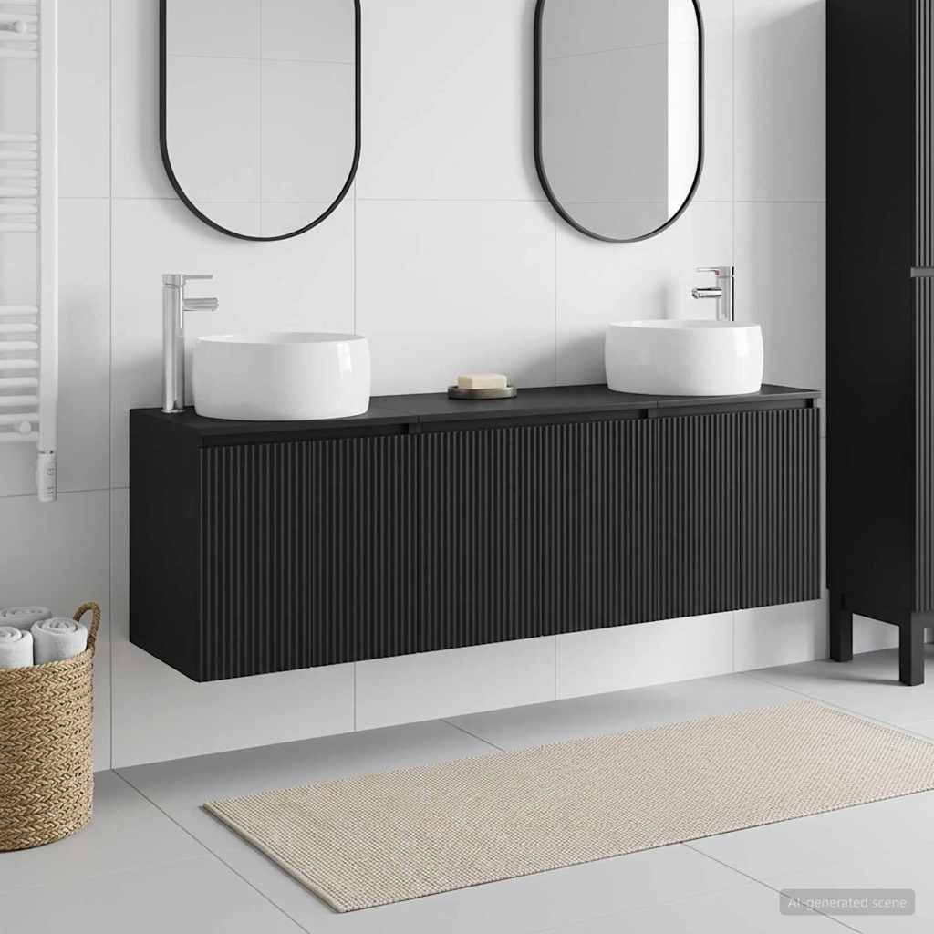 vidaXL Badrumsskåpsset 3 st Svart 49,5 x 44,5 x 66 cm Konstruerat trä