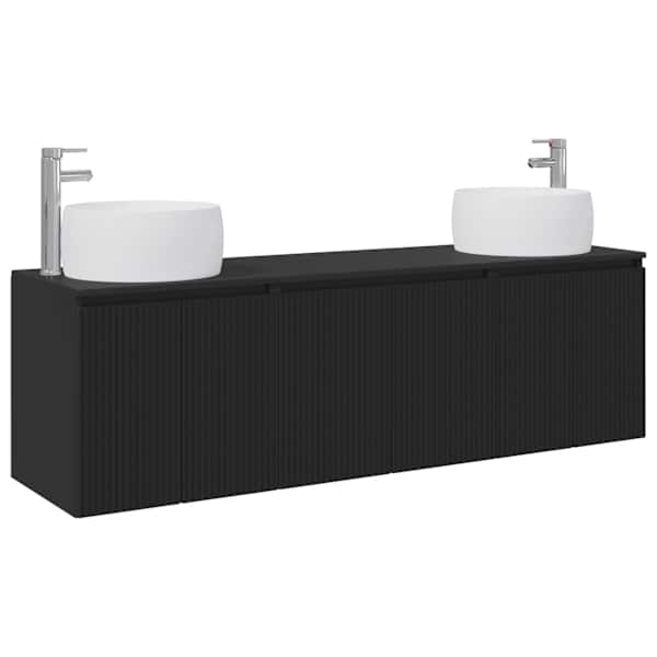 vidaXL Vannitoa kapikomplekt 3 tk Must 49,5 x 44,5 x 66 cm Tehispuit
