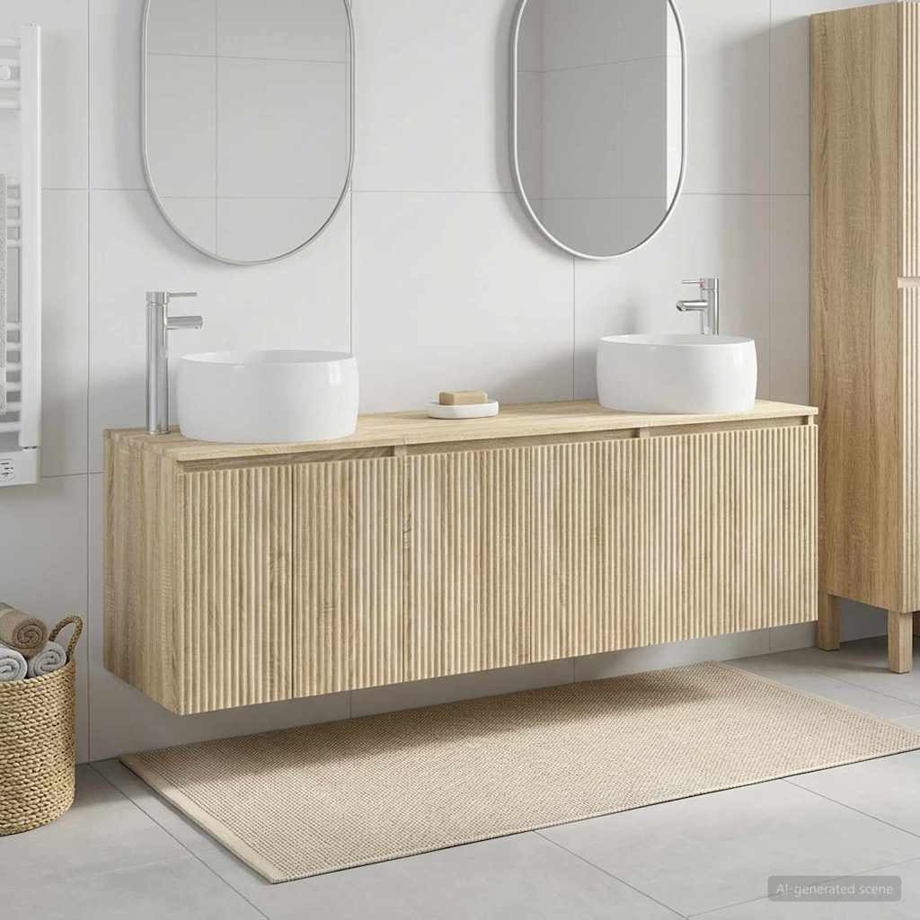 vidaXL Badrumsskåpsset 3 st Sonoma-ek 49,5 x 44,5 x 66 cm