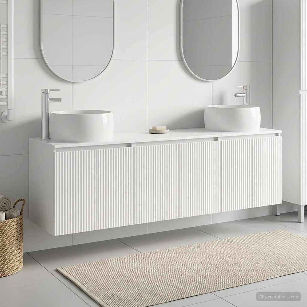 vidaXL Badrumsskåpsset 3 st Vit högglans 49,5 x 44,5 x 66 cm