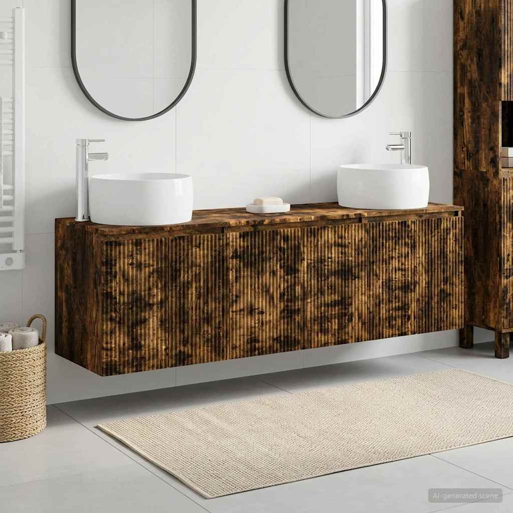 vidaXL Badrumsskåpsset 3 st Rökt ek 49,5 x 44,5 x 66 cm