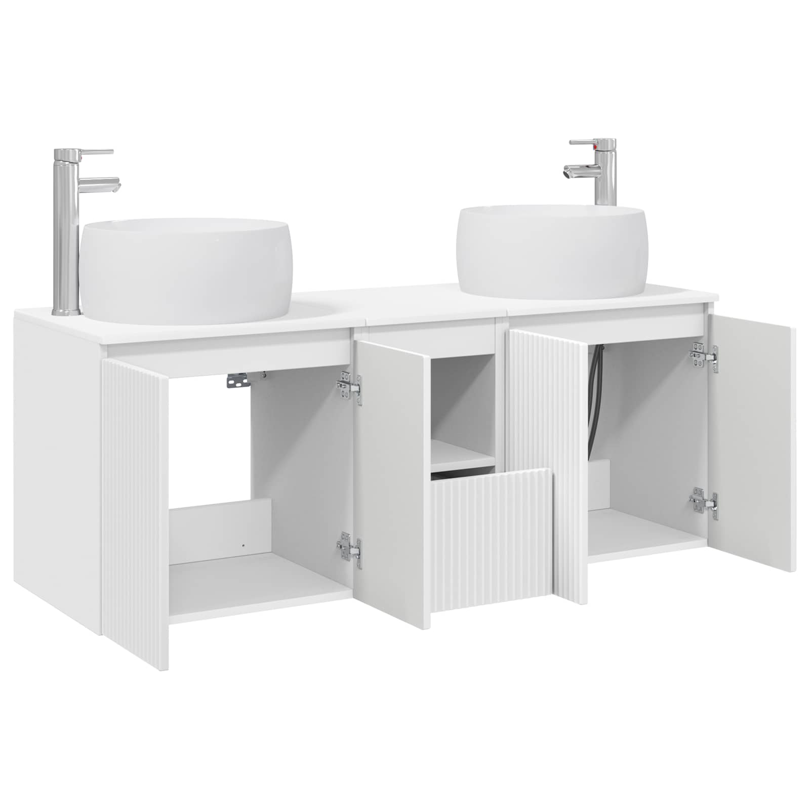 Komplet omaric za kopalnico 3 kos Bela 49,5 x 44,5 x 66 cm
