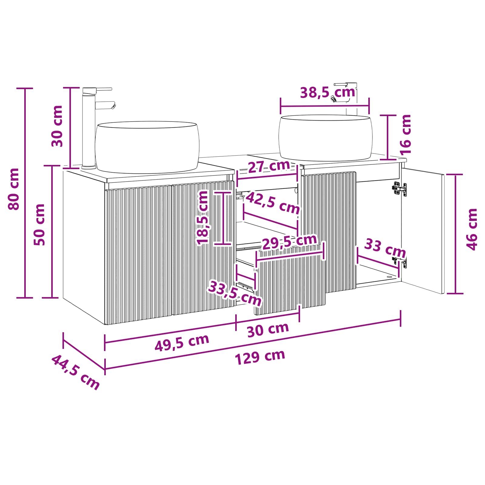 Bathroom Cabinet Set size guide