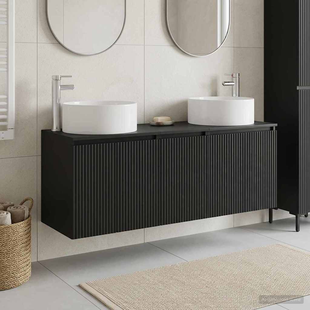 vidaXL Badrumsskåpsset 3 st Svart 49,5 x 44,5 x 65,5 cm