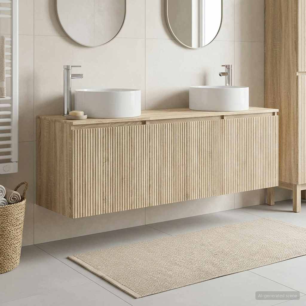 vidaXL Badrumsskåpsset 3 st Sonoma-ek 49,5 x 44,5 x 65,5 cm
