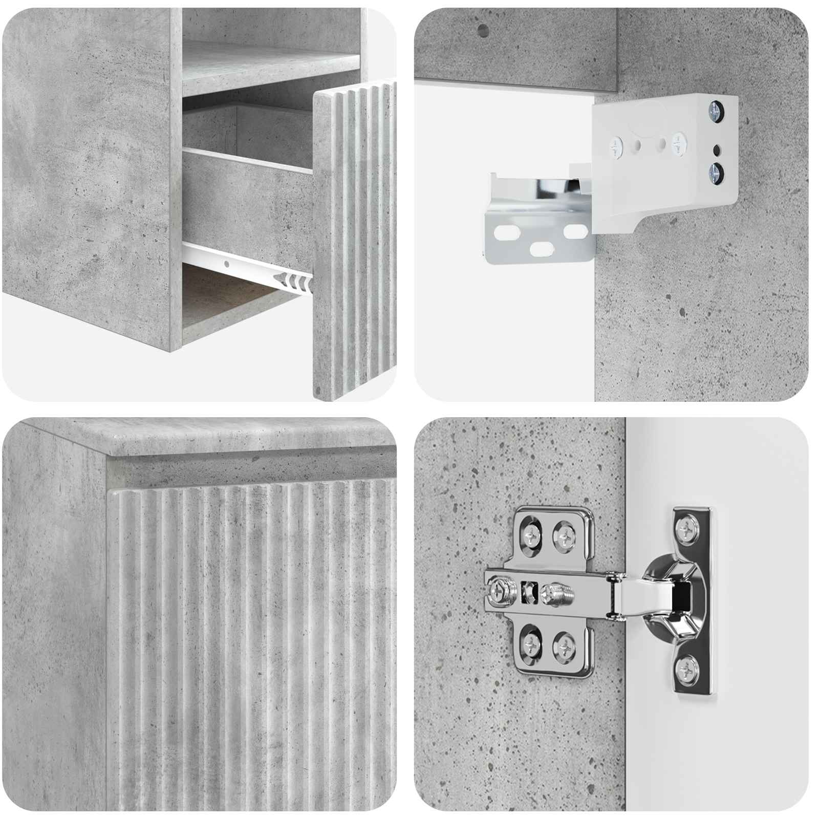 Badkamerkastenset 3 st Betongrijs 49,5 x 44,5 x 65,5 cm - Afbeelding 8