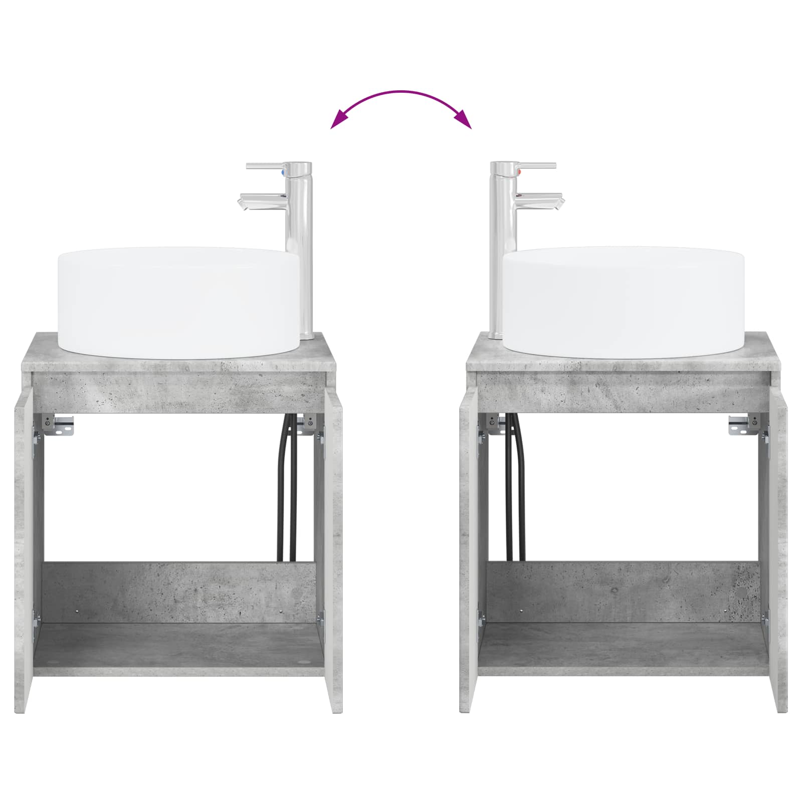 Badkamerkastenset 3 st Betongrijs 49,5 x 44,5 x 65,5 cm - Afbeelding 10