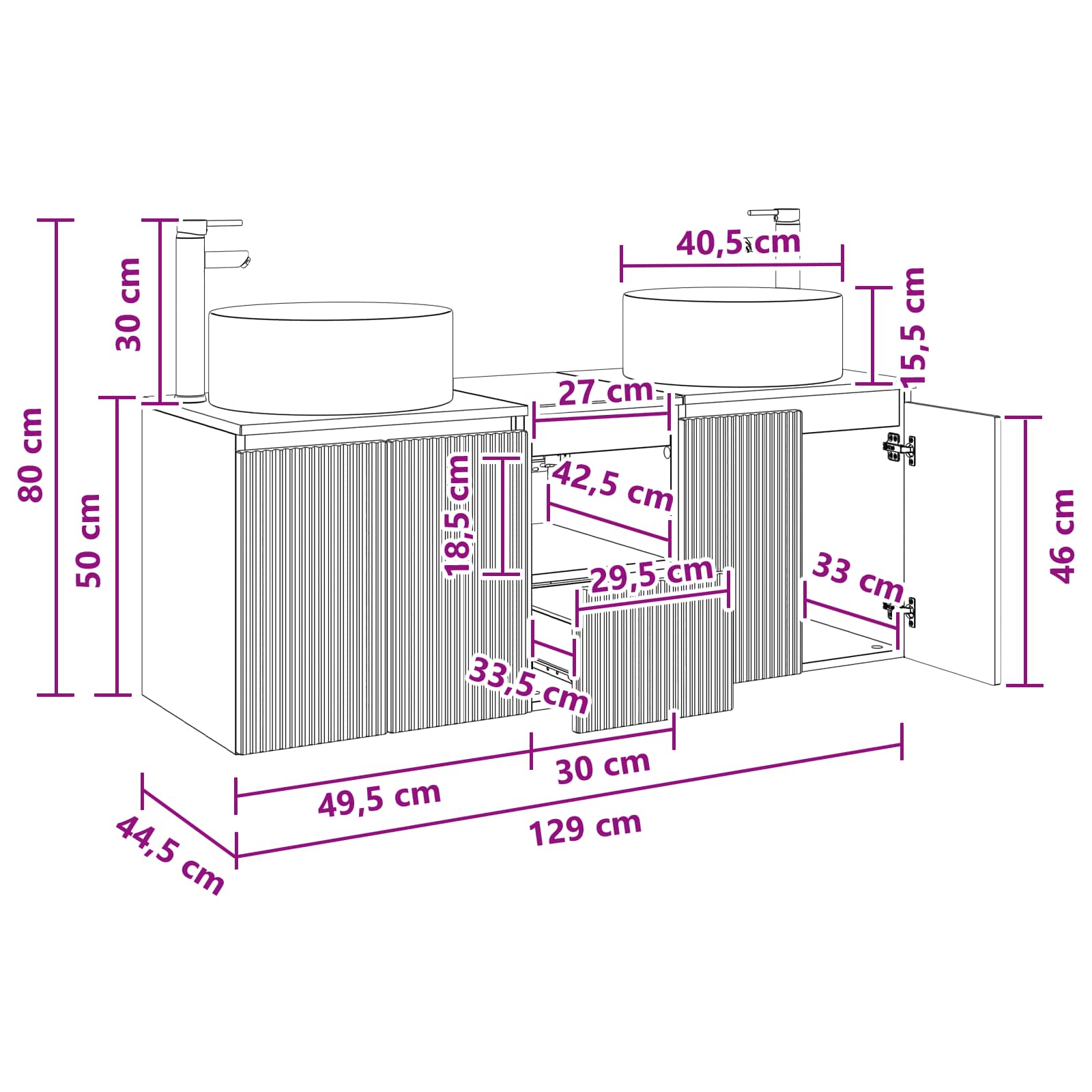 Bathroom Cabinet Set size guide