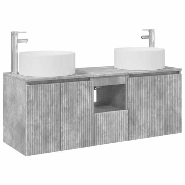 vidaXL Vannitoa kapikomplekt 3 tk Betoonhall 49,5 x 44,5 x 65,5 cm