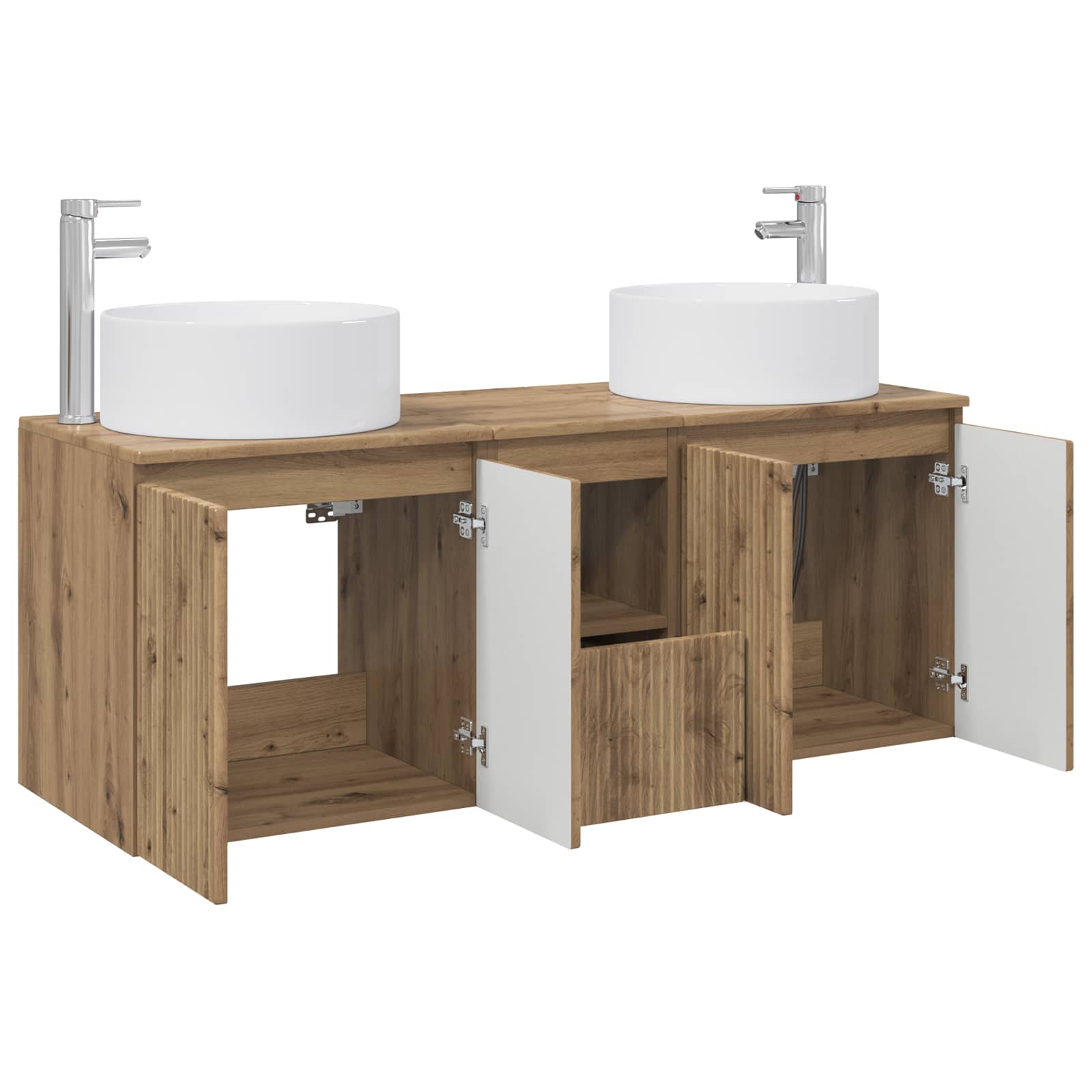 Badkamerkastenset 3 st Artisanaal eiken 49,5 x 44,5 x 65,5 cm - Afbeelding 4