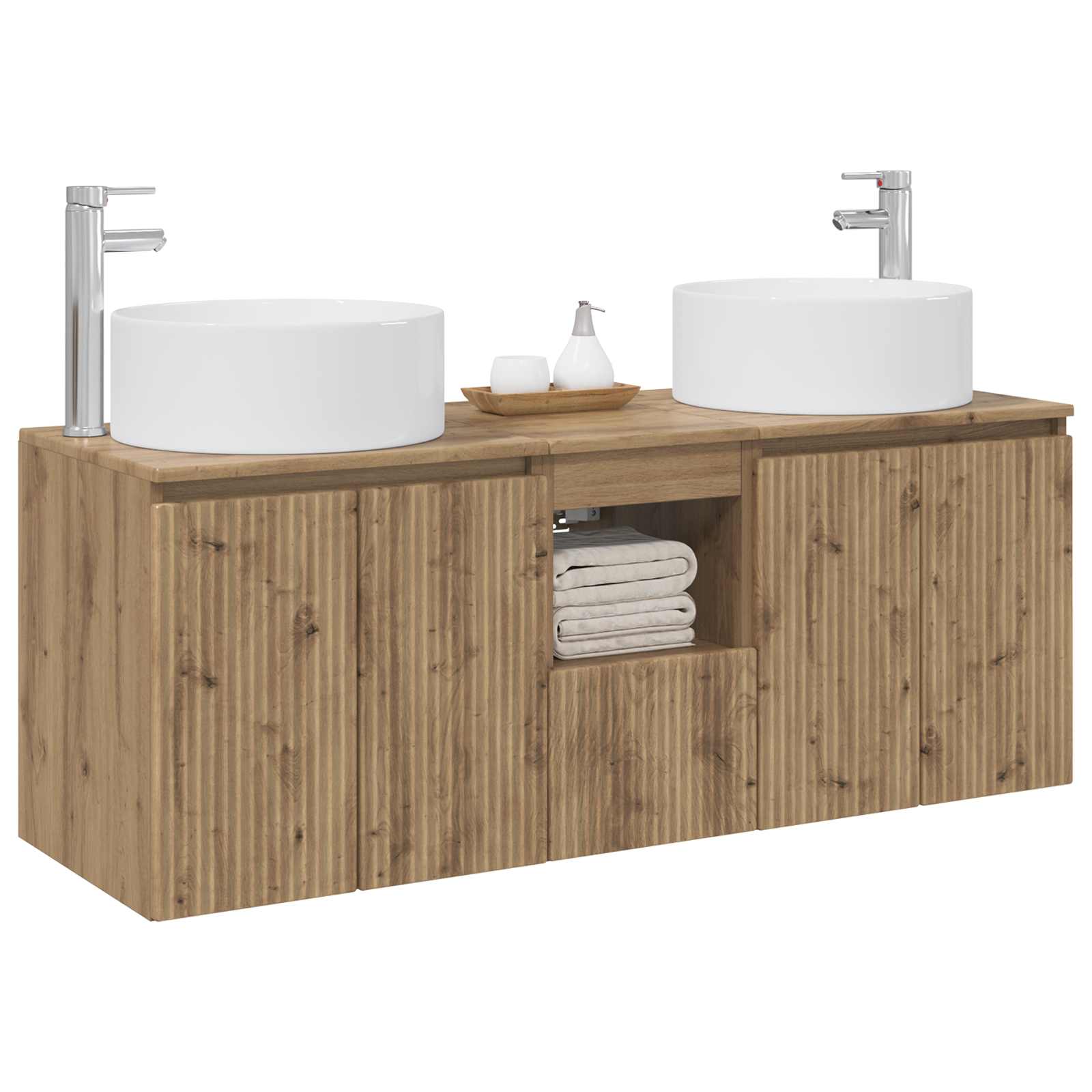 Badkamerkastenset 3 st Artisanaal eiken 49,5 x 44,5 x 65,5 cm - Afbeelding 3