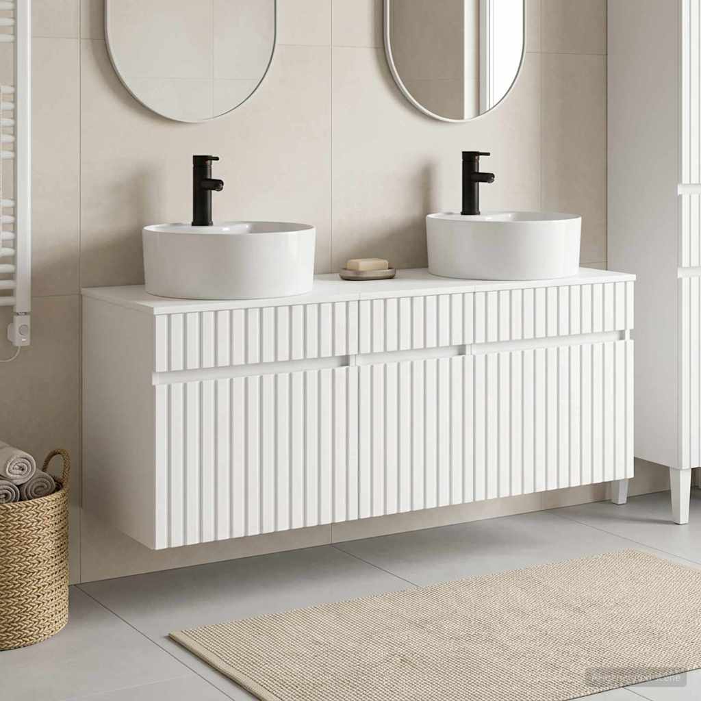vidaXL Badrumsskåpsset 3 st Vit 49 x 44,5 x 65 cm Konstruerat trä