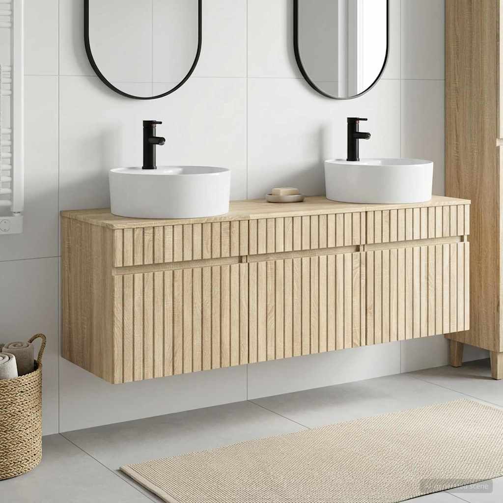 Vannitoa kapikomplekt 3 tk Sonoma tamm 49 x 44,5 x 65 cm