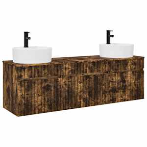 vidaXL Vannitoa kapikomplekt 3 tk Suitsutatud tamm 49 x 44,5 x 65 cm