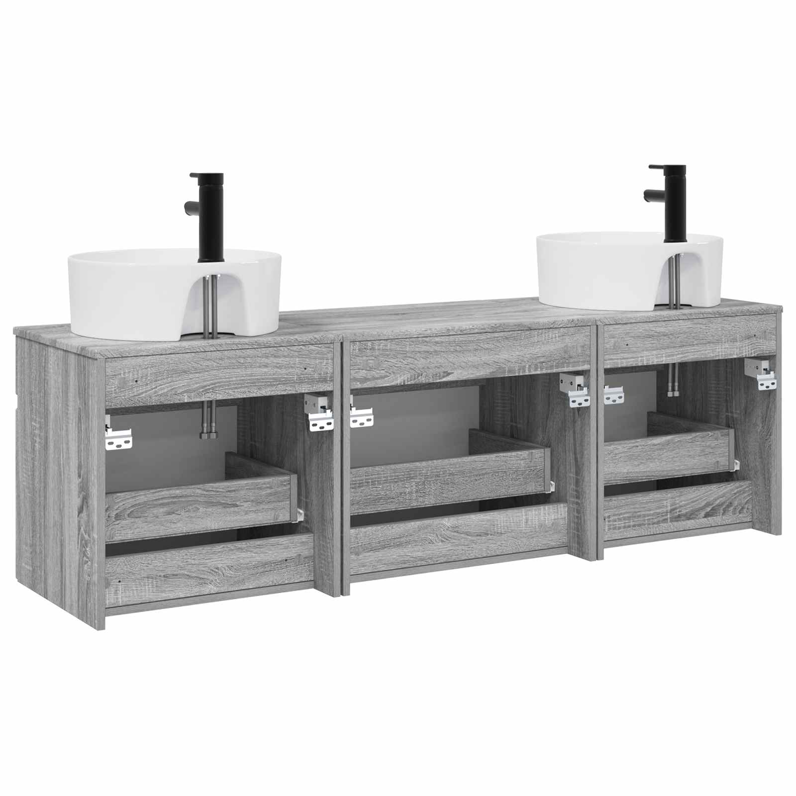 Komplet omaric za kopalnico 3 kos Siva Sonoma 49 x 44,5 x 65 cm