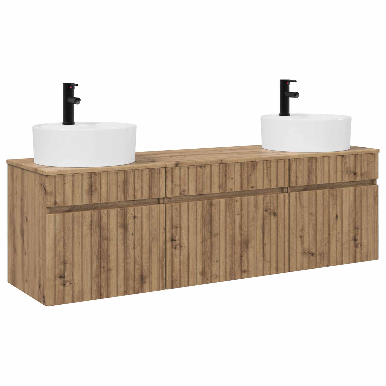 Badkamerkastenset 3 st Artisanaal eiken 49 x 44,5 x 65 cm - Afbeelding 2