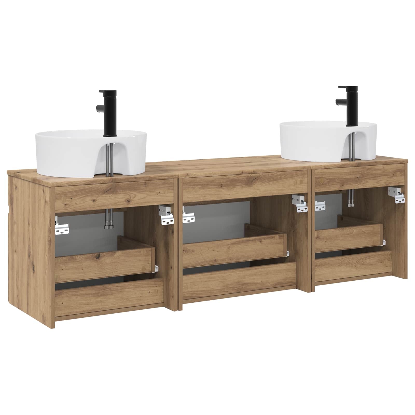 Badkamerkastenset 3 st Artisanaal eiken 49 x 44,5 x 65 cm - Afbeelding 7
