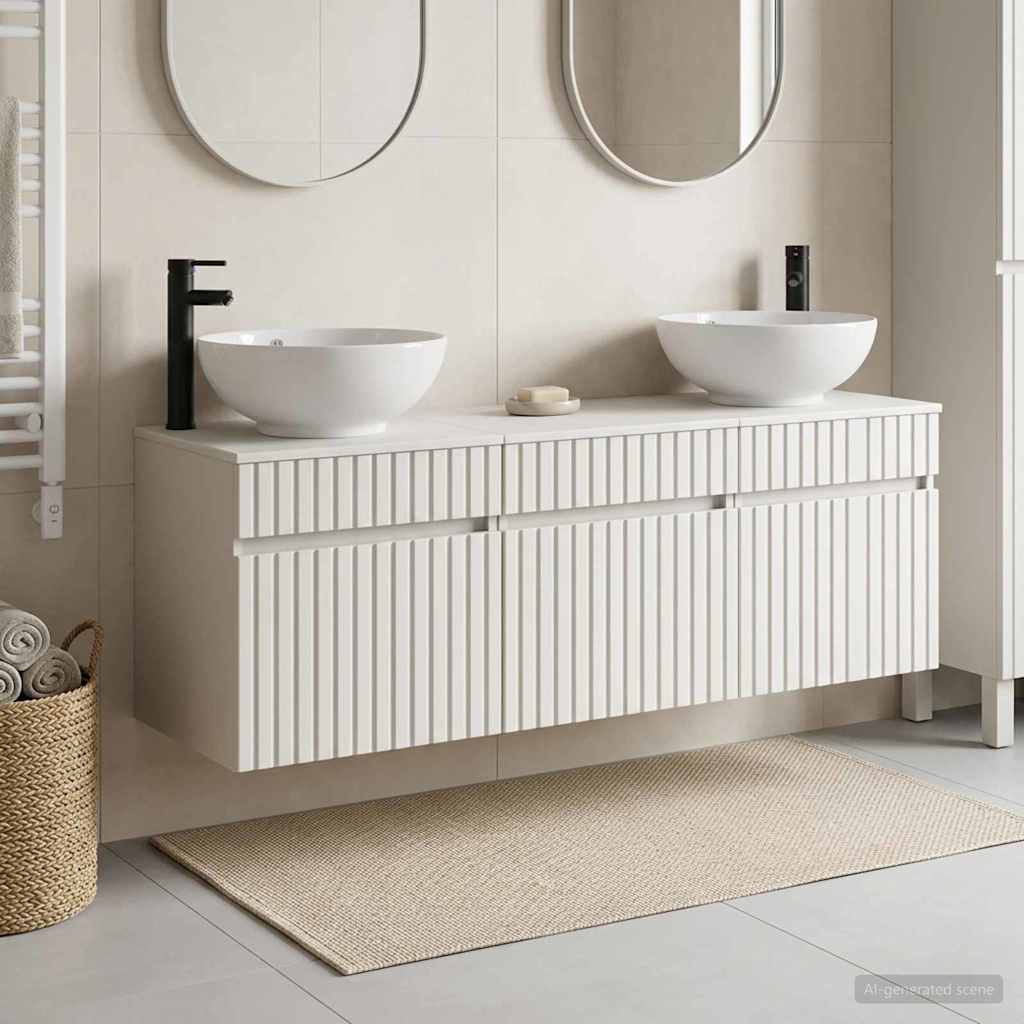 vidaXL Badrumsskåpsset 3 st Vit 49 x 44,5 x 66,5 cm Konstruerat trä
