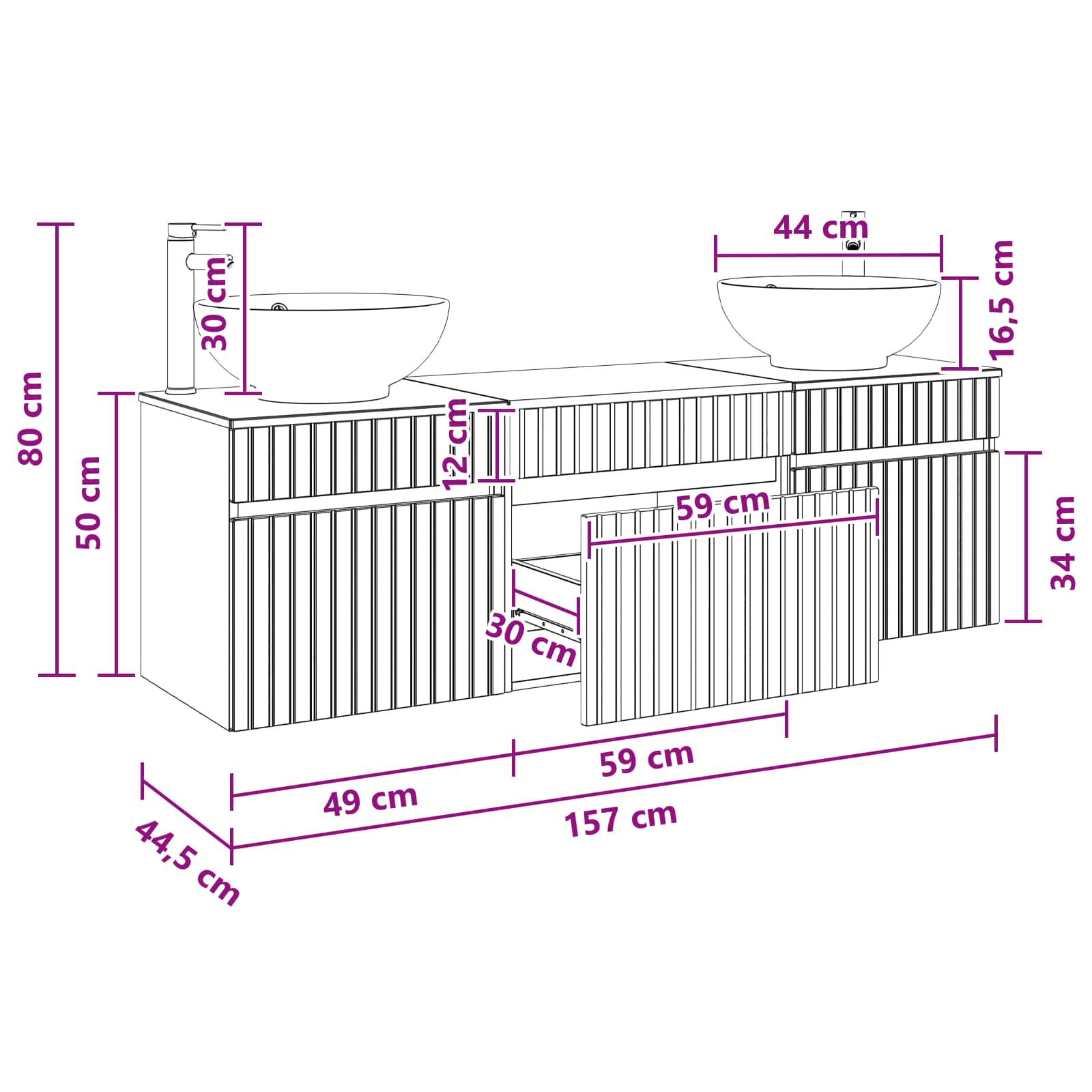 Bathroom Cabinet Set size guide