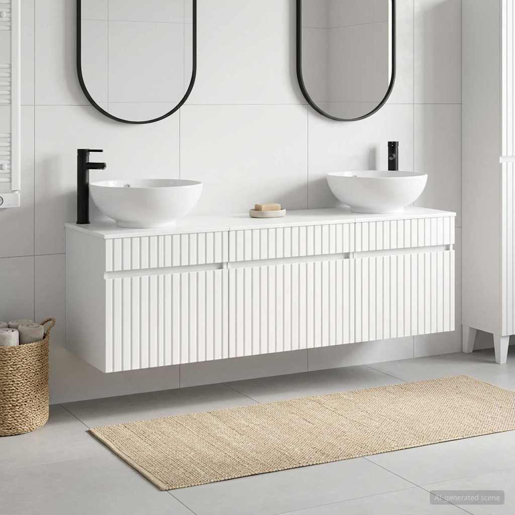 vidaXL Badrumsskåpsset 3 st Vit högglans 49 x 44,5 x 66,5 cm