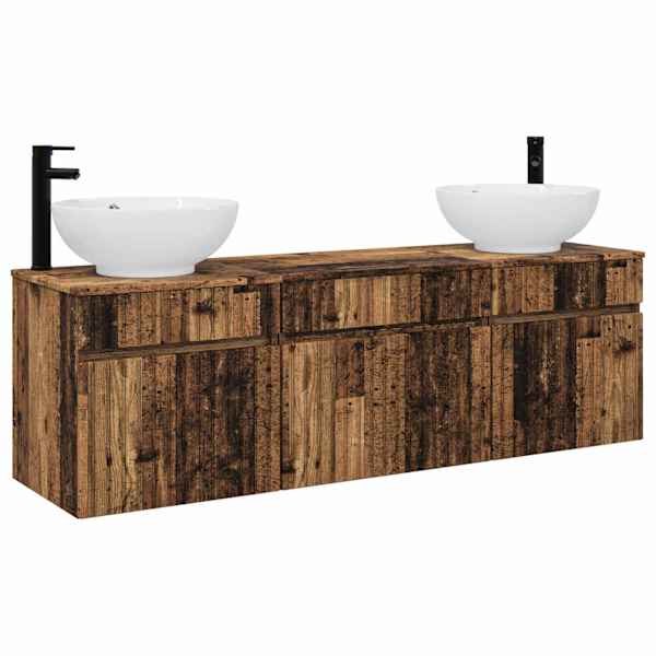 vidaXL Vannitoa kapikomplekt 3 tk Vana puit 49 x 44,5 x 66,5 cm