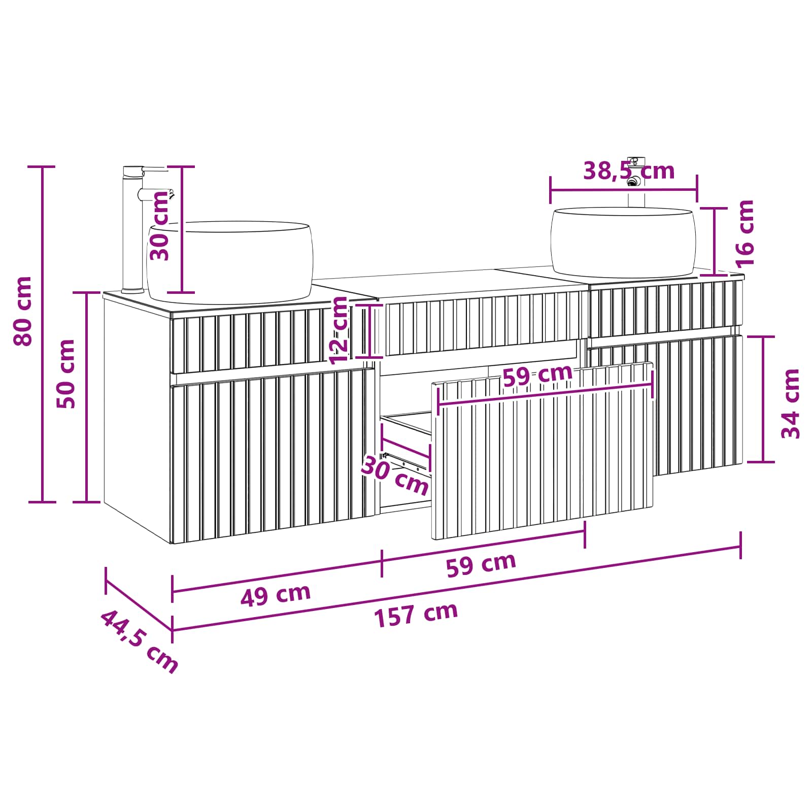 Bathroom Cabinet Set size guide