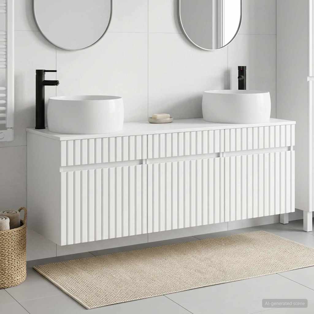 vidaXL Badrumsskåpsset 3 st Vit högglans 49 x 44,5 x 66 cm