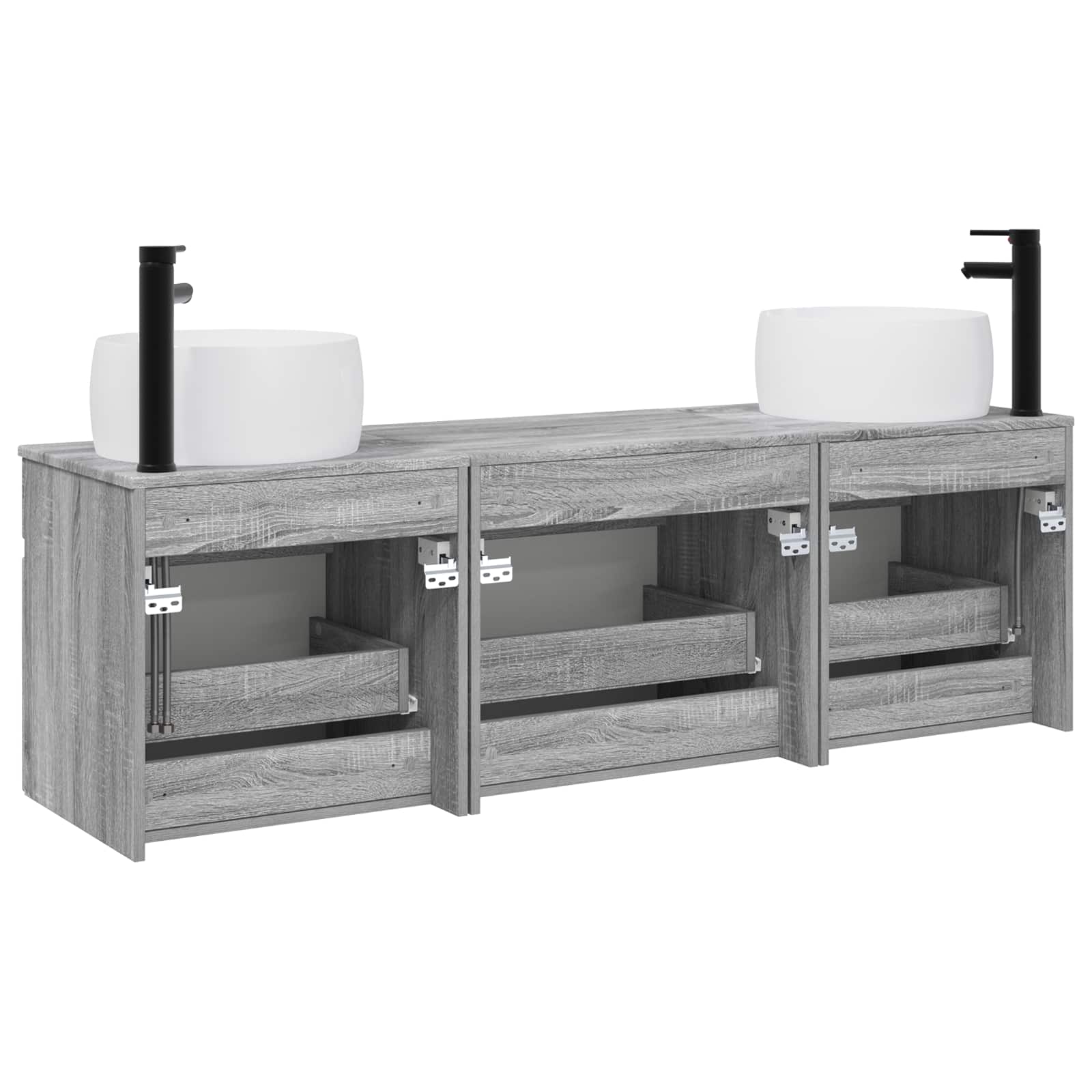 Komplet omaric za kopalnico 3 kos Siva Sonoma 49 x 44,5 x 66 cm