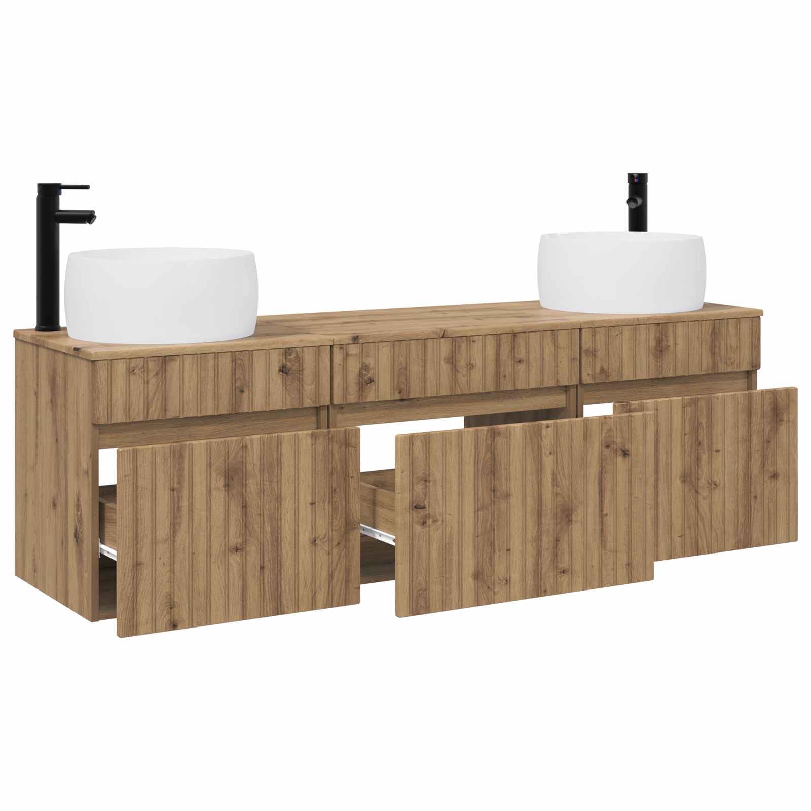 Badkamerkastenset 3 st Artisanaal eiken 49 x 44,5 x 66 cm - Afbeelding 3