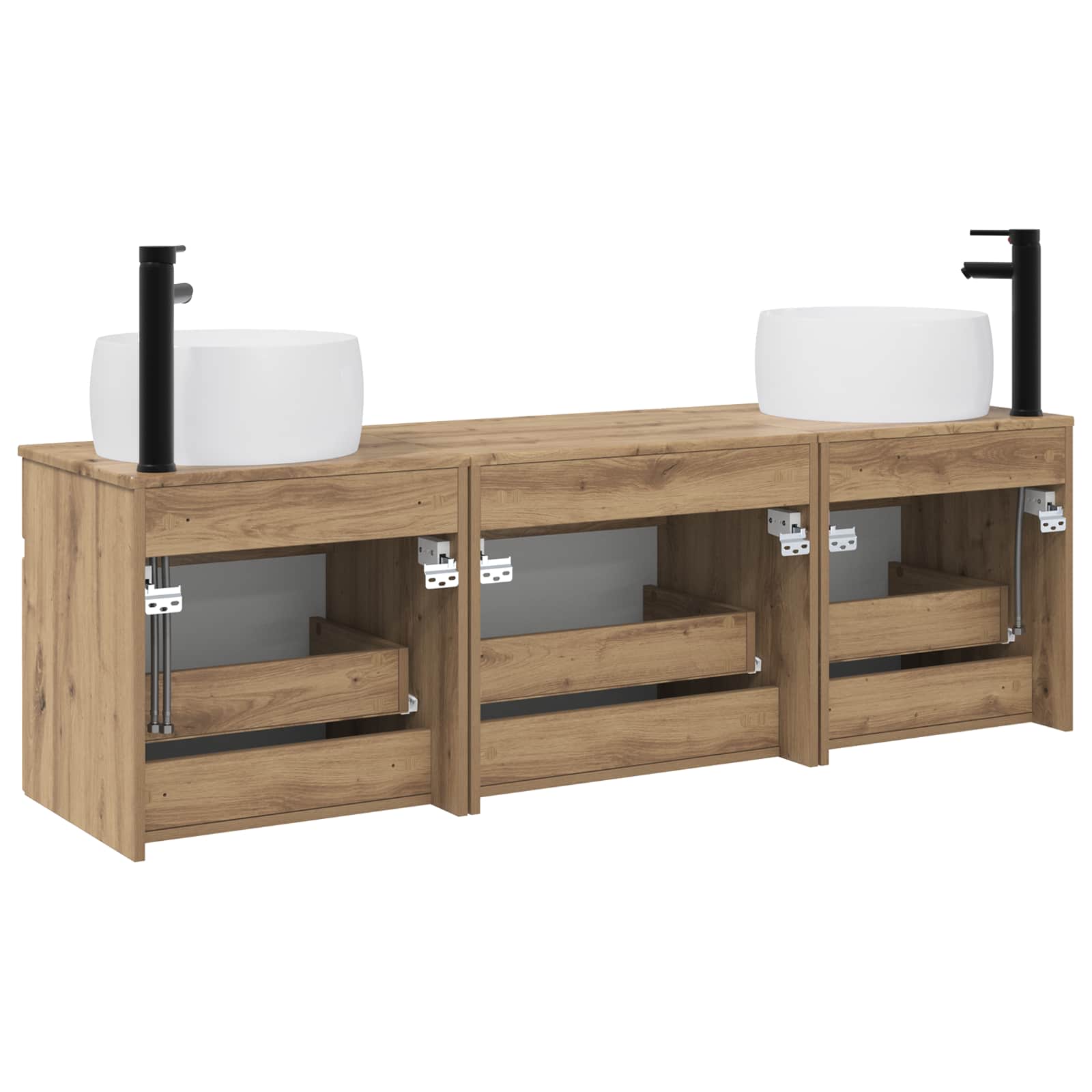 Badkamerkastenset 3 st Artisanaal eiken 49 x 44,5 x 66 cm - Afbeelding 7