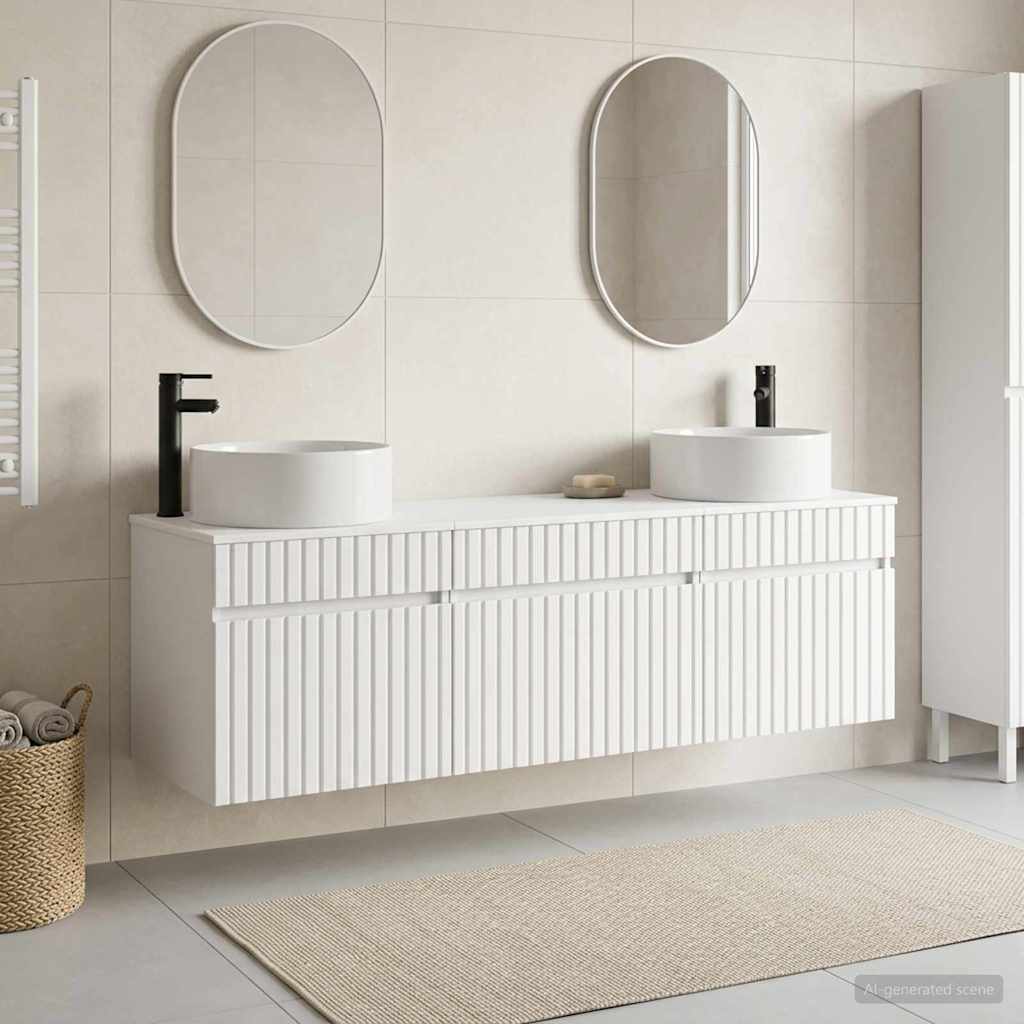 vidaXL Badrumsskåpsset 3 st Vit 49 x 44,5 x 65,5 cm Konstruerat trä
