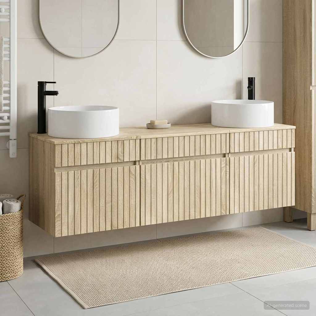 vidaXL Badrumsskåpsset 3 st Sonoma-ek 49 x 44,5 x 65,5 cm