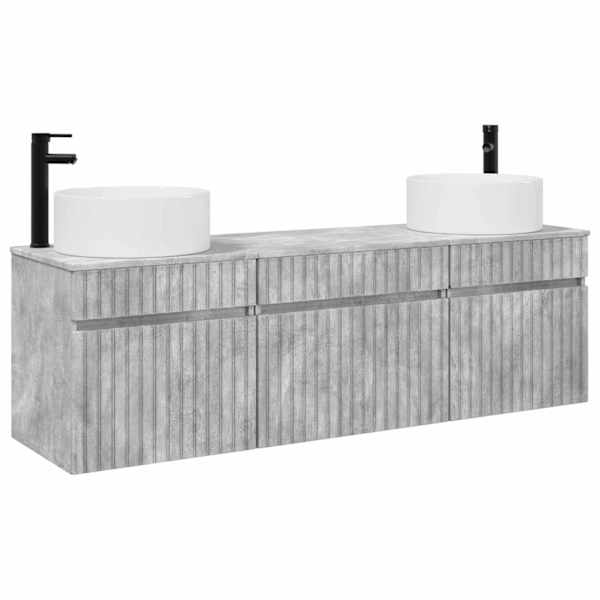 vidaXL Vannitoa kapikomplekt 3 tk Betoonhall 49 x 44,5 x 65,5 cm